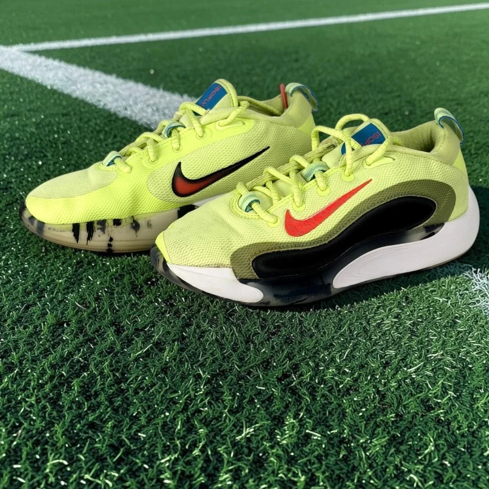 Nike Air Zoom Isofly Kids 4Y Basketball Shoes Volt Yellow Green Red FB7158-700